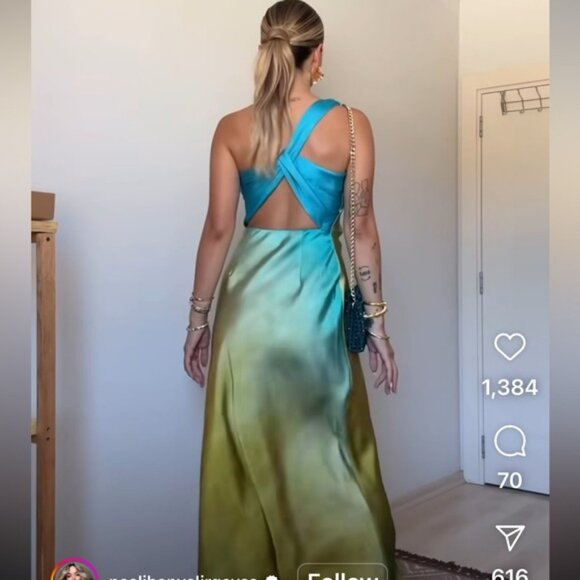 ZARA ASYMMETRICAL SATIN EFFECT TIE DYE DRESS - Picture 12 of 16